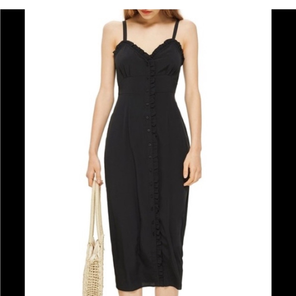 TOPSHOP Black Ruffle Dress - Picture 7 of 8